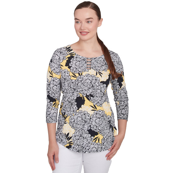 Petite Women's Dahlia Garden Print Knit Top