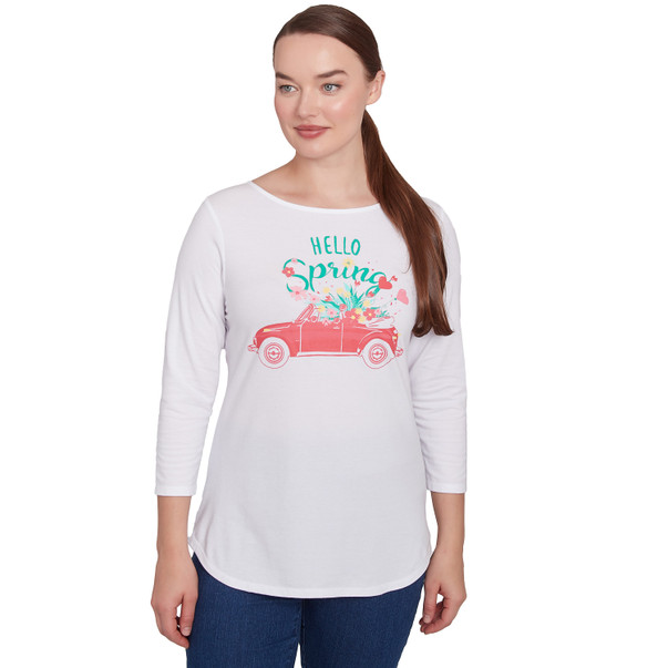 Women's Hello Spring Solid Vintage Tee