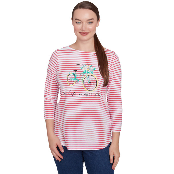 Women's Bicycle In Bloom Striped Tee