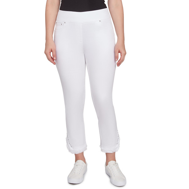 Women's Luxury Pull-On White Denim Jeans