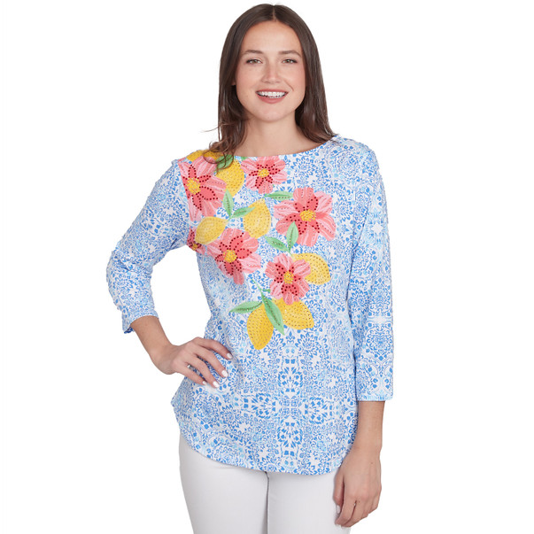 Petite Women's Medallion Bold Floral Tee