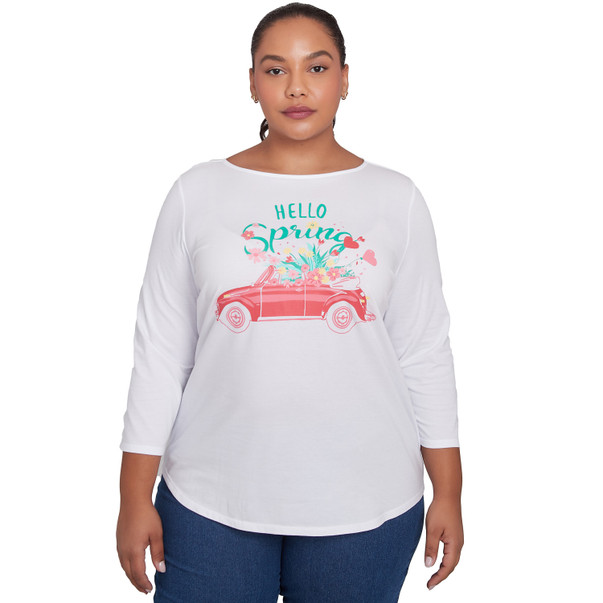 Plus Women's Hello Spring Solid Vintage Tee