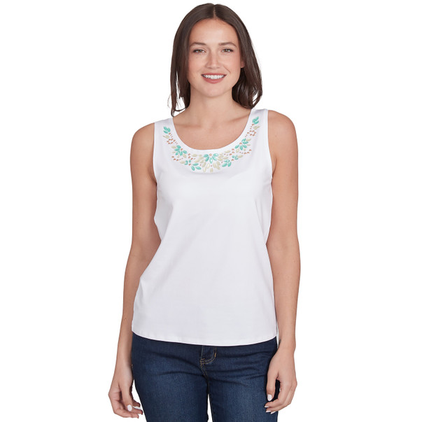 Petite Women's Solid Knit Crystal Tank