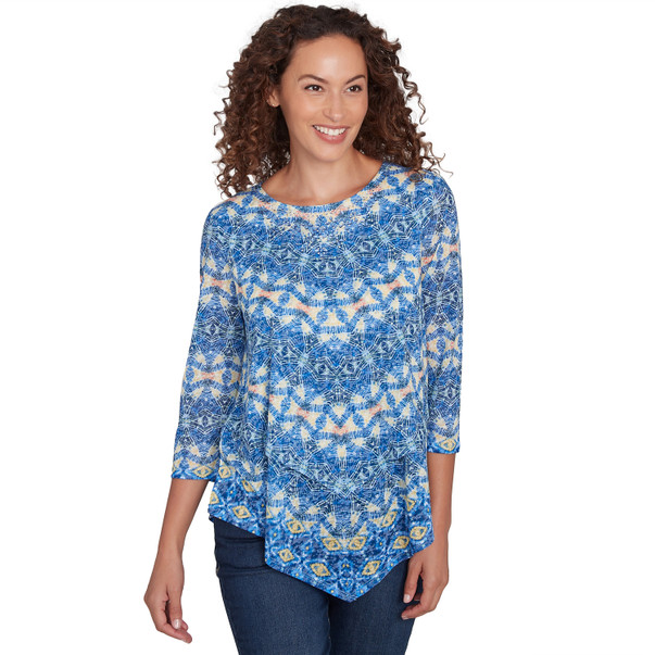 Petite Women's Chevron Burnout Knit Top