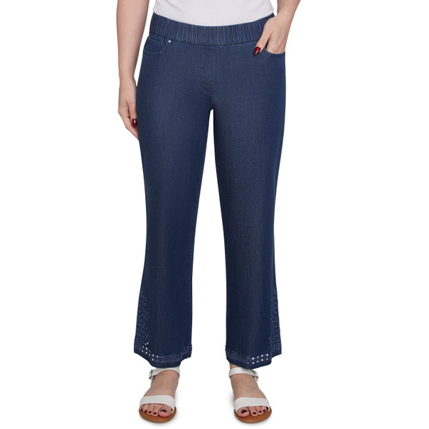 Women's Eyelet Embroidered Dark Bootcut Jeans