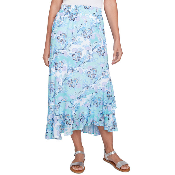 Petite Women's Floral Mesh Diagonal Trail Skirt