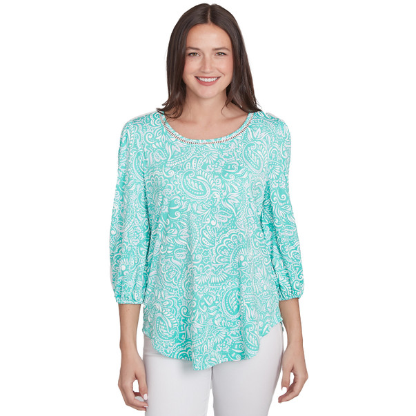 Women's Mixed Pattern Puff Print Top