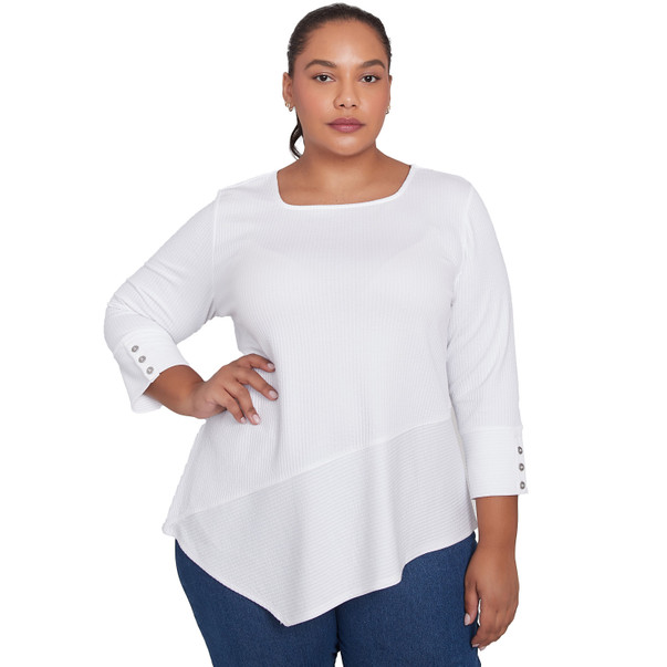 Plus Women's Cable Stripe Ottoman Top