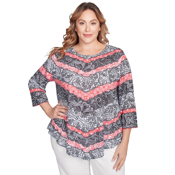 Plus Women's Lace Chevron Sublimation Jersey Top