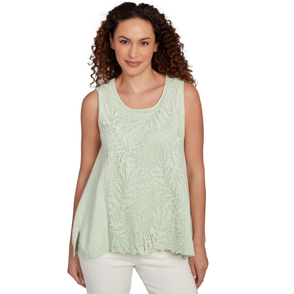 Petite Women's Tropical Lace Cotton Tank Top