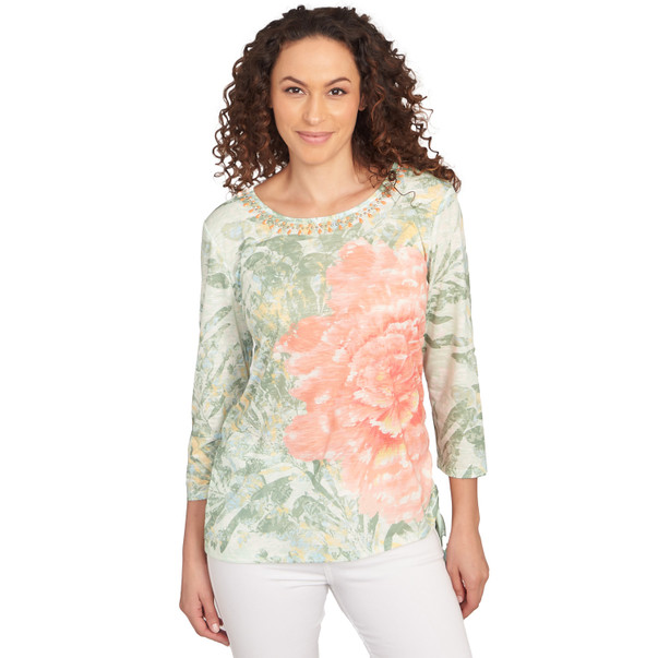 Women's Tropical Bloom Embellished Top
