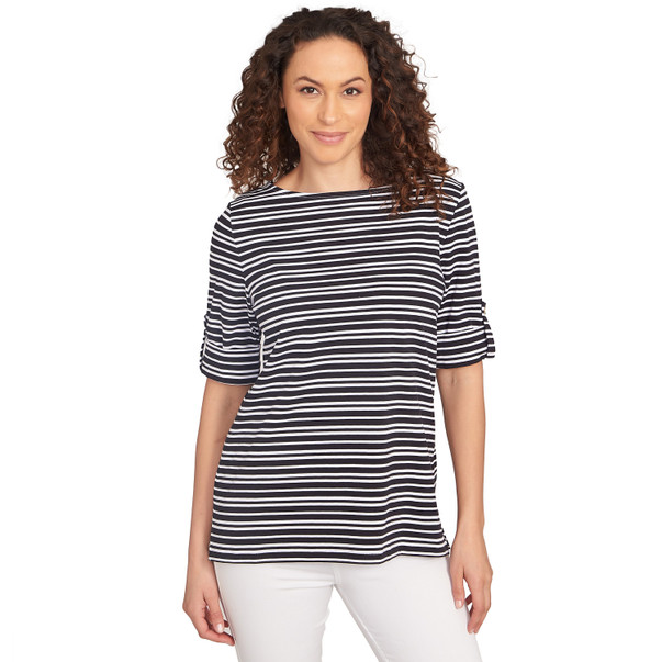 Petite Women's Variegated Stripe Knit Tee
