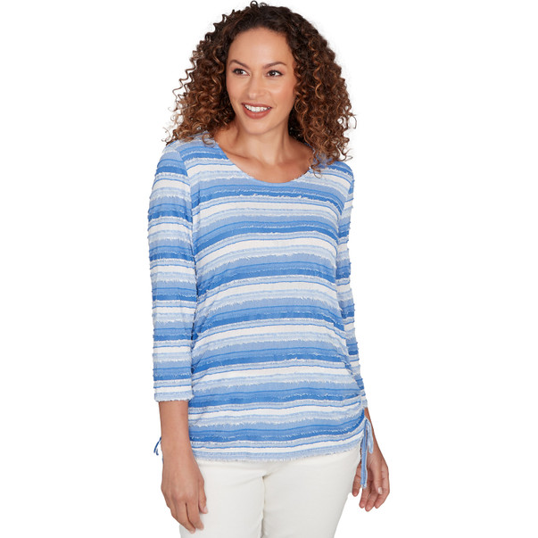 Women's Textured Stripe Drawstring Top