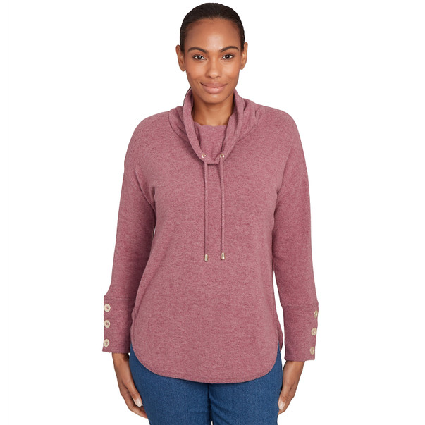 Petite Women's Cowl Neck Cozy Hatchi Knit Top