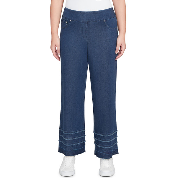 Women's Stretch Fringe Pull On Ankle Jeans