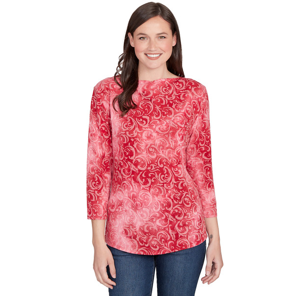 Women's Tie Dye Scroll Floral Hatchi Top