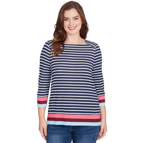 Women's Striped Cozy Hatchi Knit Top