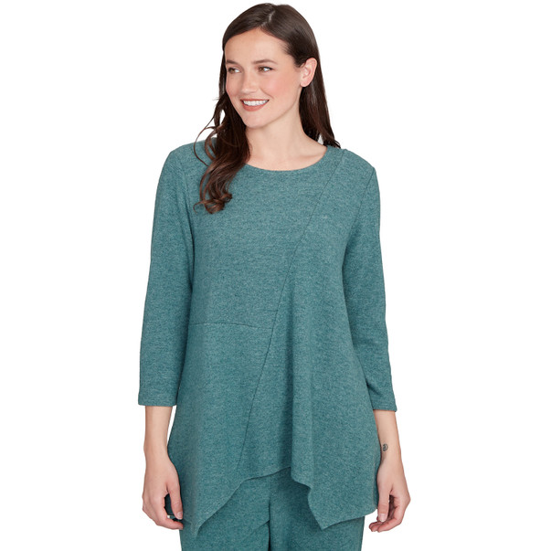 Women's Solid Spliced Cozy Knit Top