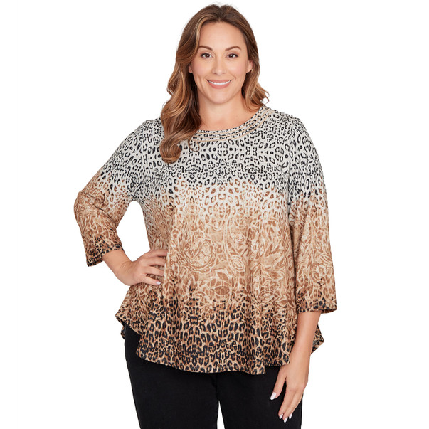 Plus Women's Embellished Animal Print Cozy Top