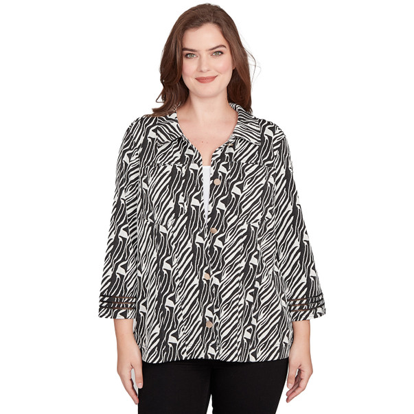 Women's Zebra Collared Knit Swing Jacket