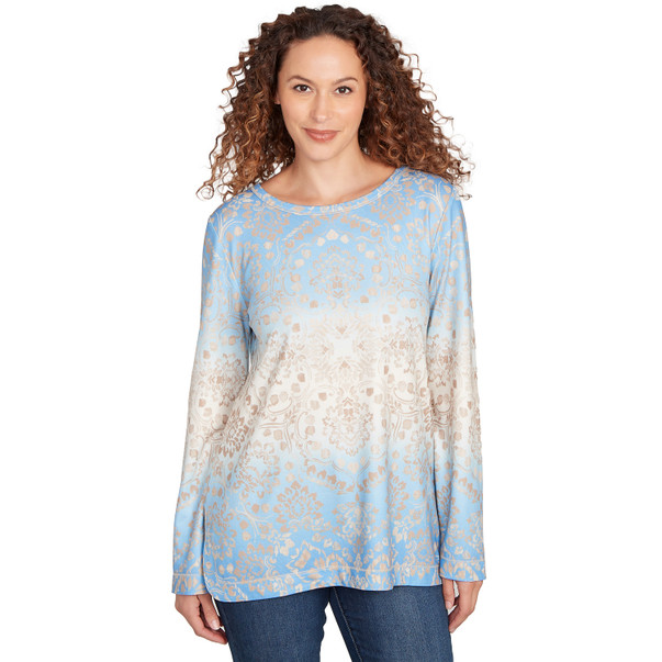 Petite Women's Brushed Medallion Hatchi Knit Top