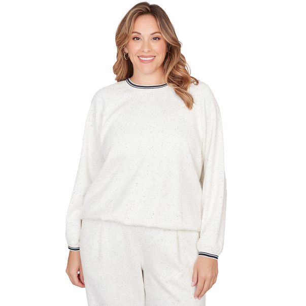 Plus Women's Bubble Hem Fleck Knit Pullover Top