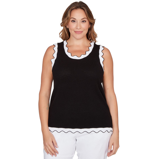 Plus Women's Scallop Trim Sweater Tank