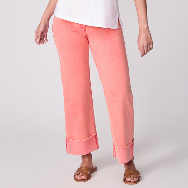 Plus Women's Sunwashed Cuffed Colored Ankle Jean