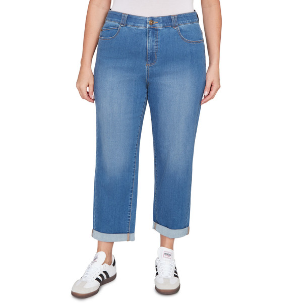 Plus Women's Comfort Waist Stretch Denim Girlfriend Jeans