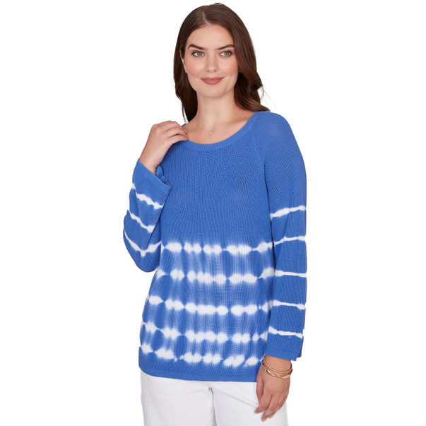Petite Women's Tie Dye Cotton Raglan Sweater