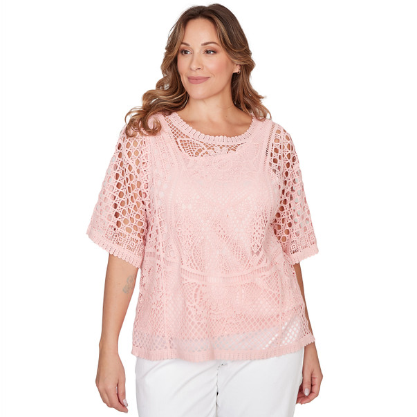 Plus Women's Chemical Lace Pullover Sweater