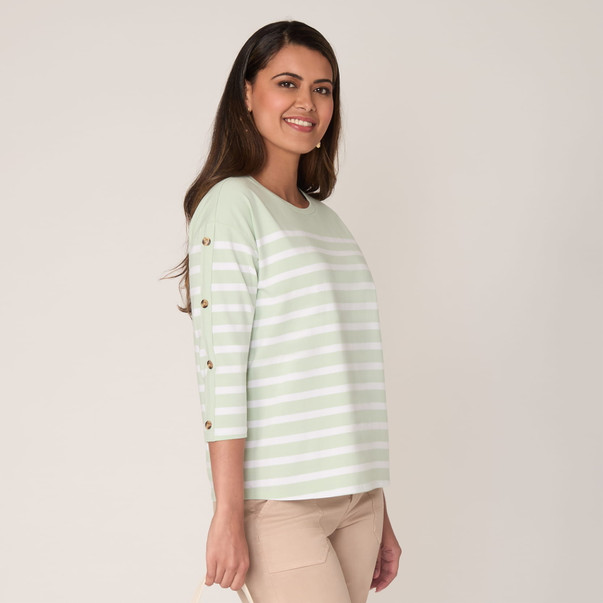 Petite Women's Yarn Dyed Stripe Knit Top