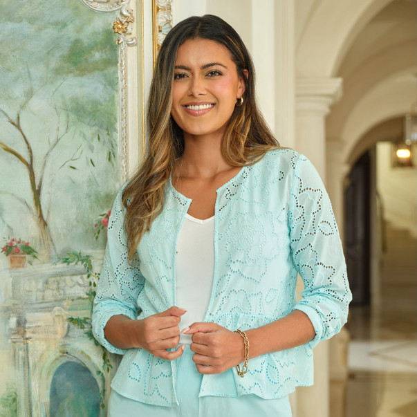 Women's Floral Eyelet Peplum Jacket