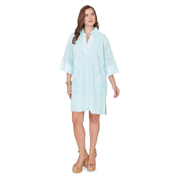 Women's Eyelet Floral Shift Dress