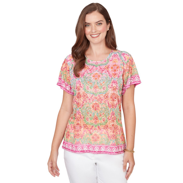 Women's Floral Damask Print Knit Tee
