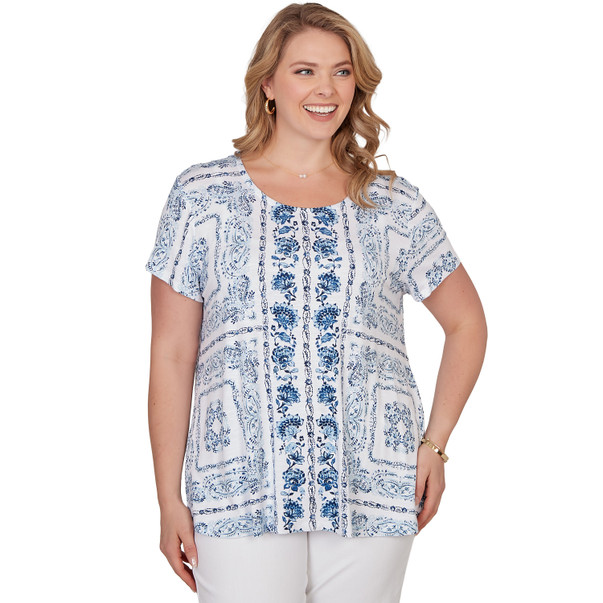 Plus Women's Bandana Print Knit Tee