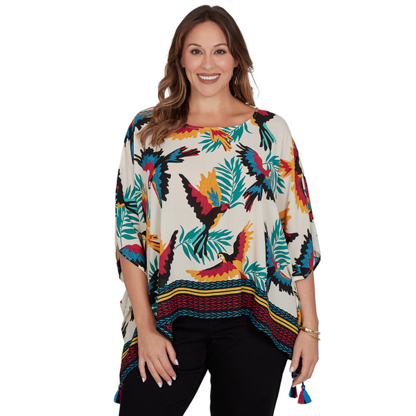Plus Women's Paradise Birds Printed Crepe Tee