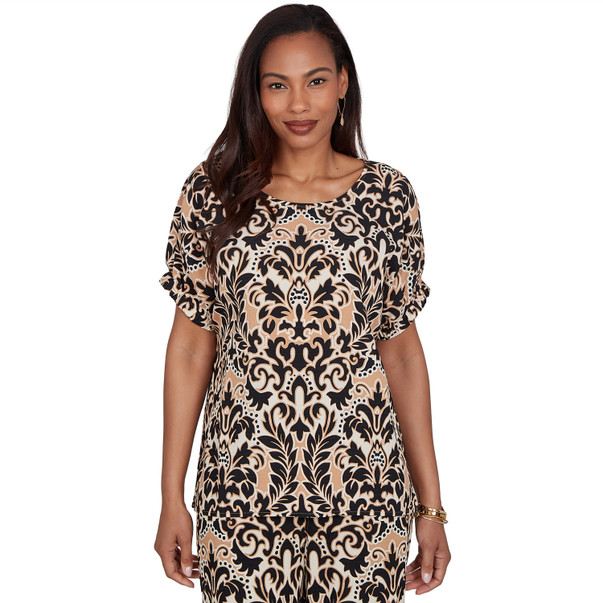 Petite Women's Damask Textured Tee