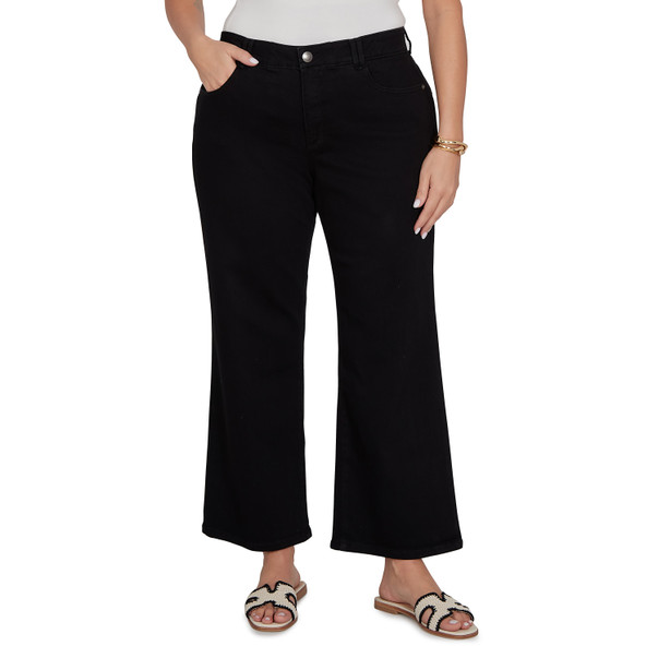 Plus Women's Jet Black Stovepipe Wide Leg Jeans