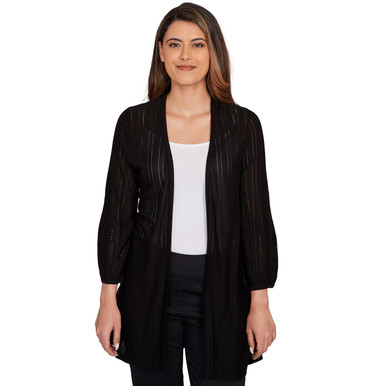 Petite Women's Open Front Gored Rib Sweater Cardigan | Ruby Rd.