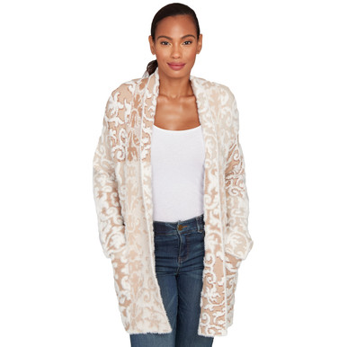 Women's Eyelash Scroll Jacquard Cardigan | Ruby Rd.