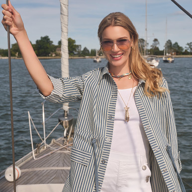 Women's Striped Anorak Snap Front Jacket | Ruby Rd.
