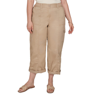Plus Women's Roll Cuff Utility Cargo Pocket Capri | Ruby Rd.