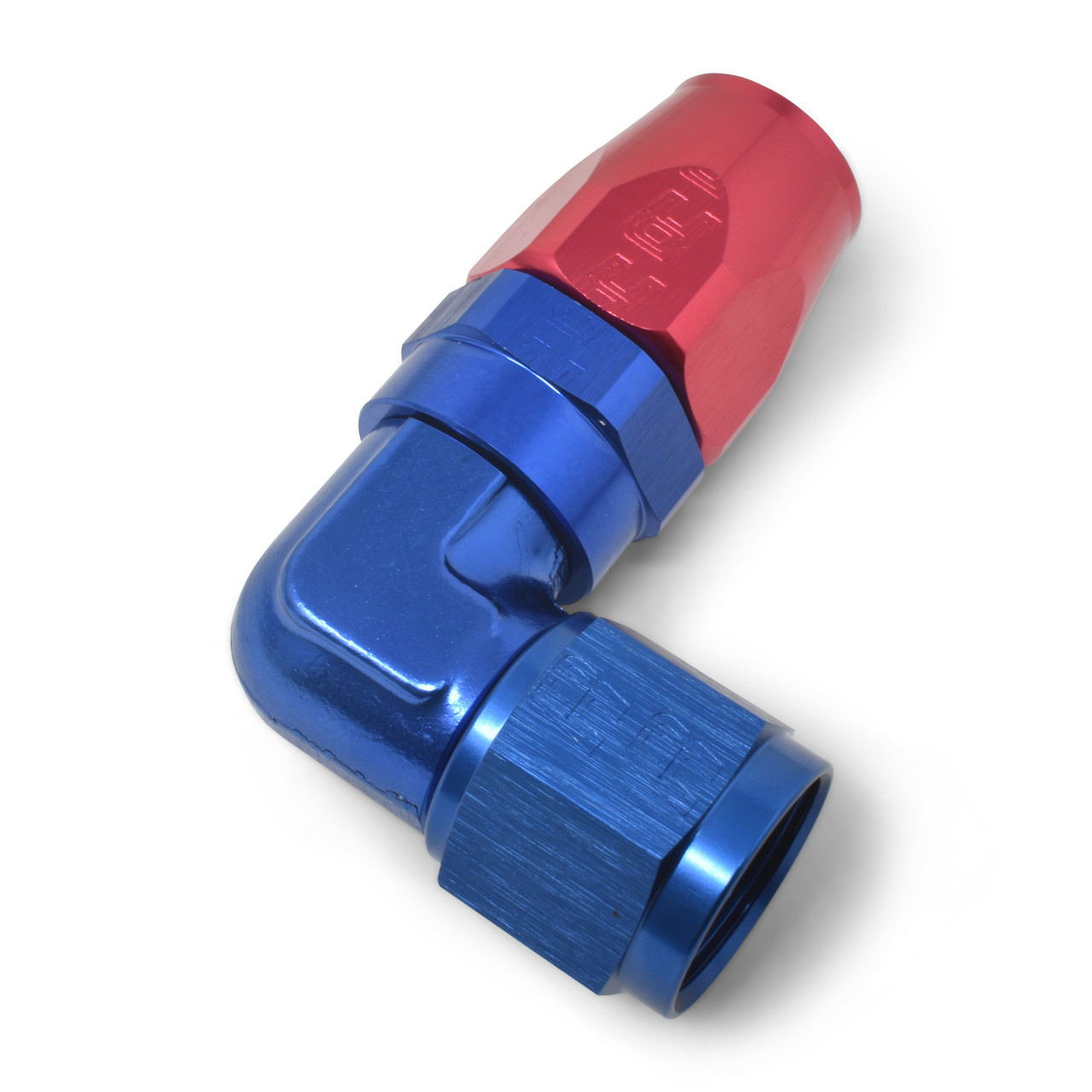 Russell 90 Degree Swivel AN Hose End Forged Aluminum - Red/Blue