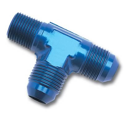 Russell AN Male to NPT Male on Run Pipe Tee Adapter Fitting - Blue