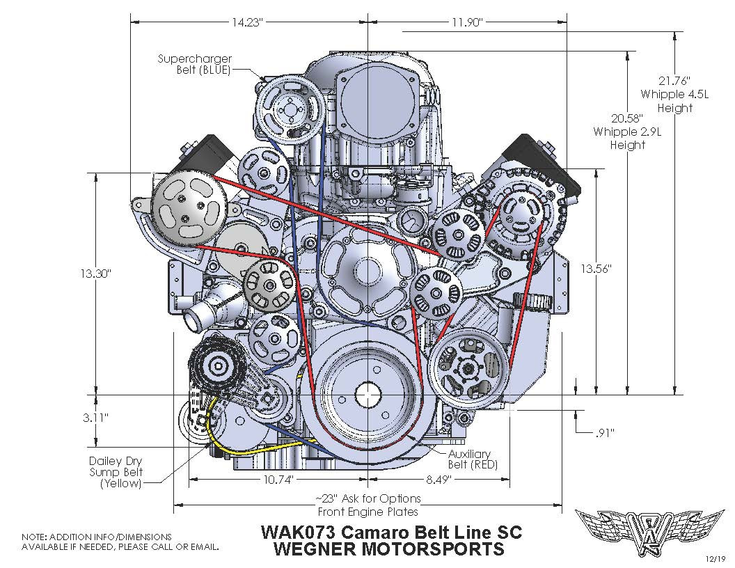 Wegner GM LS Accessory Drive Kit for Whipple 2.9L Front Feed