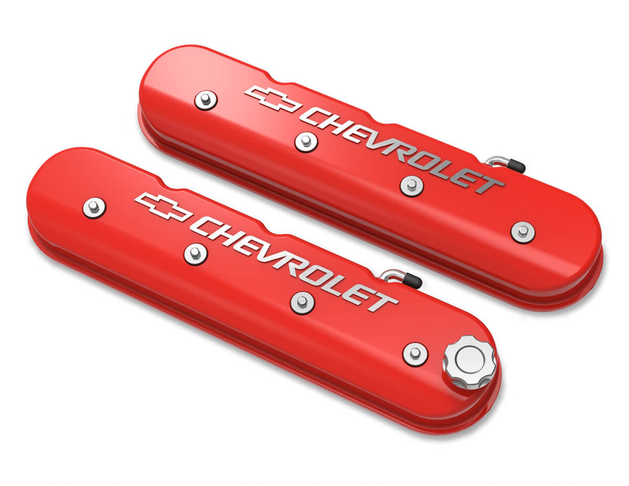 Holley LS Tall Valve Covers With Chevrolet Logo - Gloss Red 241-404