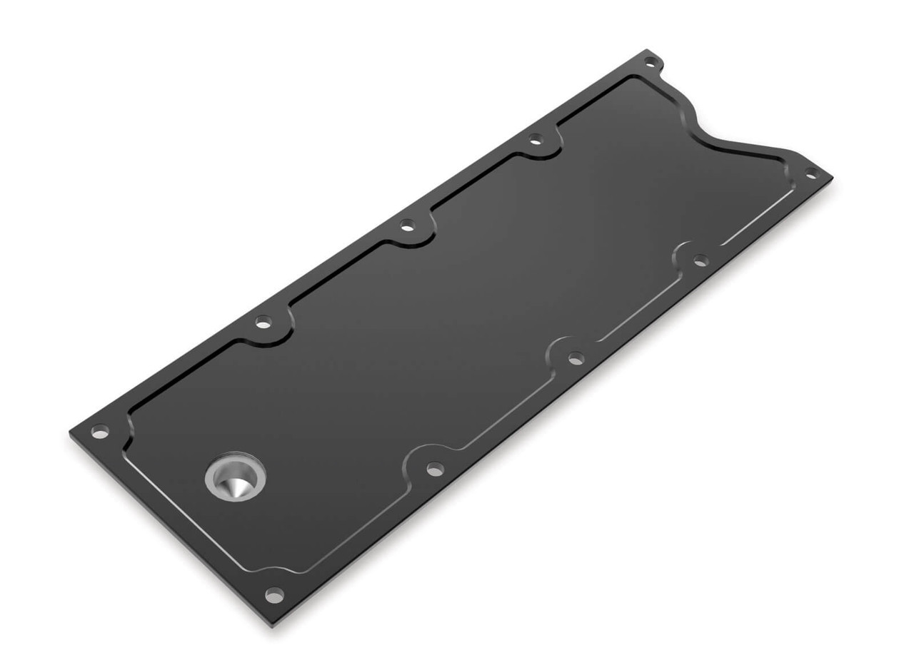 Holley GM LS1/LS6 Trussed Valley Cover with Oil Fill - Black Billet 241-369