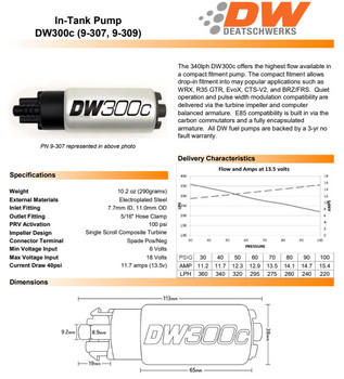 DeatschWerks DW300c 340lph x 2 In-Tank Fuel Pumps w/Kits - 2009-14 Cadillac CTS-V 