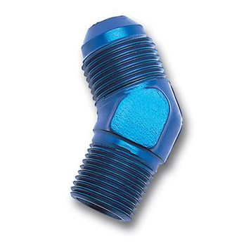 Russell -6 AN to 1/4" NPT 45 Degree Adapter Fitting - Blue 660950